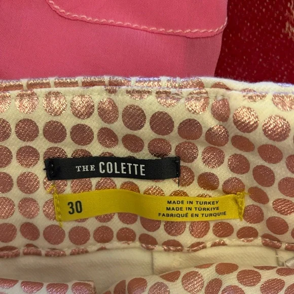 Anthropologie Pink and White Polka Dot Cropped Pants - Picture 9 of 11